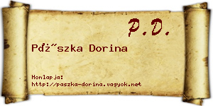 Pászka Dorina névjegykártya
